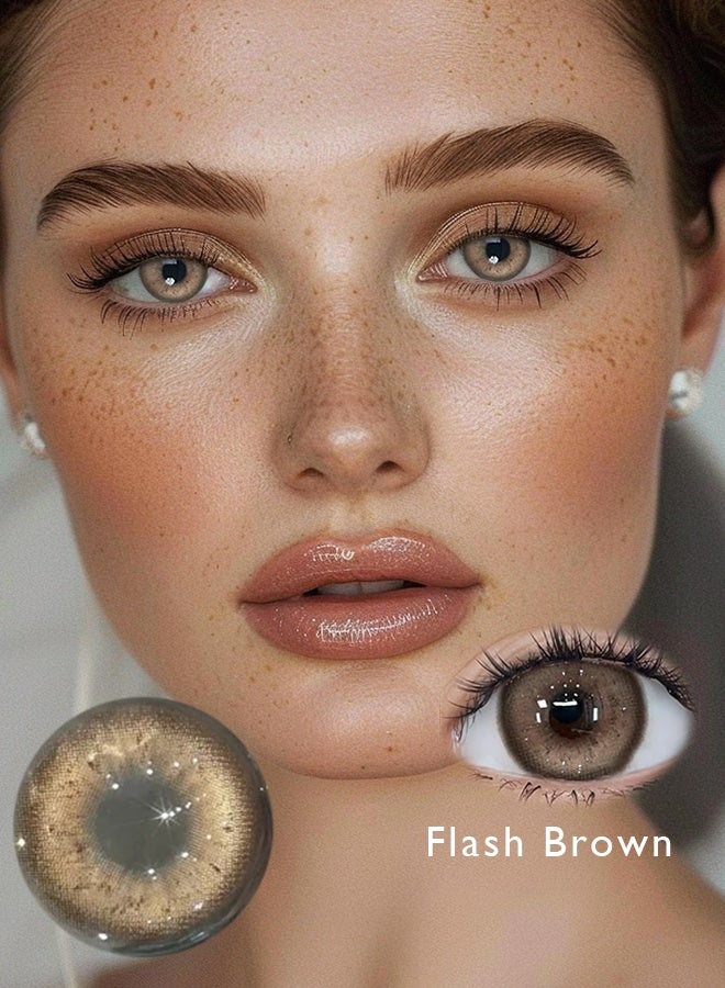 Catchu Look 14.2mm Contact Lenses for Eyes 1 Pair Yearly Brown Colored Soft Lenses - Image 1